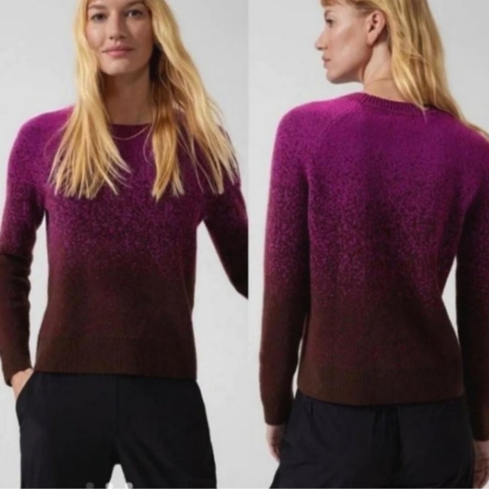 ATHLETA Hawthorne Textured Crew Neck Sweater Ombre Purple Sz XS wool blend